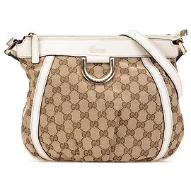 Sac crossbody Gucci Abbey en toile GG beige avec anneau D