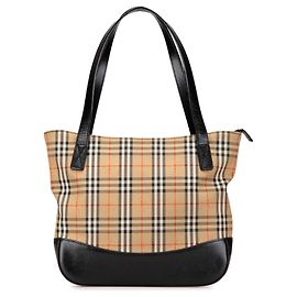 Borsa a mano Burberry Beige Haymarket Check Canvas
