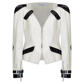 Christian Dior & Galliano 2004 primavera RTW chaqueta de cuero de pasarela FR 40 EE. UU. 8 2000