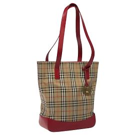 Autre Marque Borsa Tote Burberrys Nova Check in tela beige oro Auth 116349