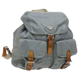 PRADA Rucksack aus Nylon hellblau silber authentisch 118295