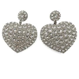 Pendientes colgantes de metal en forma de corazón plateado - Balenciaga