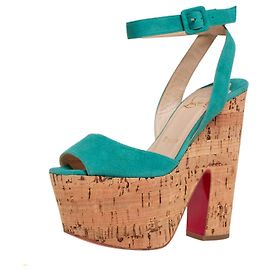 Sandali con platform Dombasle Christian Louboutin scamosciati turchesi