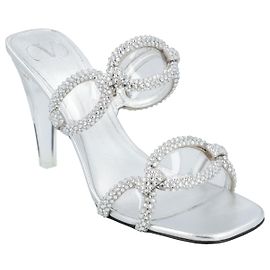 Valentino Garavani Sandali Slide Valentino Chain 1967 Argento