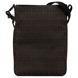 Borsa a tracolla in tela Zucchino nera di Fendi