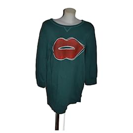 Vicolo Maxi Sweatshirt Kleid Baumwolle Rot Grün