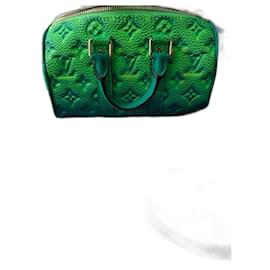Louis Vuitton Keepall XS in pelle di struzzo verde blu scuro