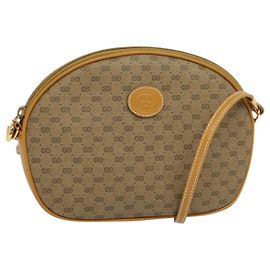 Gucci Borsa a Spalla Micro GG Supreme PVC Marrone Oro 007 084 0094 Auth BA1504