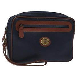 Autre Marque Borsa a mano Burberrys in PVC pelle blu navy oro Auth ar13433