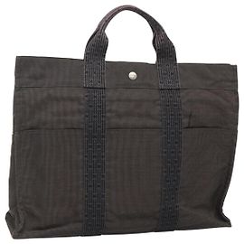 Hermès HERMES Borsa a Mano Her Line MM Tela Grigia Argento Auth th5896