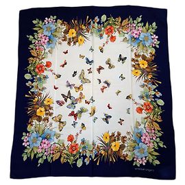 Emanuel Ungaro Foulard Ungaro in seta con farfalle vintage anni '80