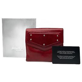 Portafoglio in pelle chiodato vintage Yves Saint Laurent rosso