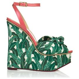 Zeppe Charlotte Olympia Meredith Motivo Foglie di Banana Verde