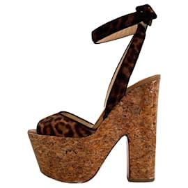 Sandali con plateau Christian Louboutin Dombasle pelle marrone beige
