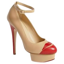 Décolleté Charlotte Olympia Kiss me Dolores in pelle rossa