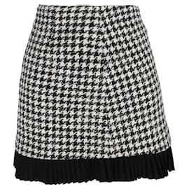 Gonna mini Houndstooth Sandro Paris in tweed di lana nera