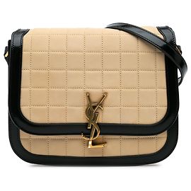 Saint Laurent Beige Medium Quilted Suede Monogram Solferino Crossbody
