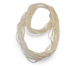 Autre Marque Collana Boho Multistrato in Tessuto Bianco