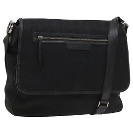 Bulgari Bolso de hombro BVLGARI Logo Mania de lona negra Auth BA1529