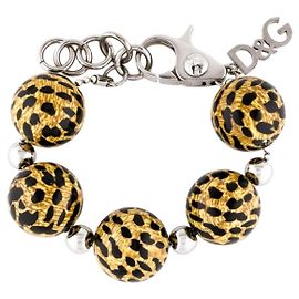 Bracciale DOLCE & GABBANA acciaio con grandi boule in fantasia animalier