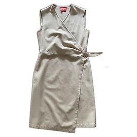 Kenzo Beige ärmelloses Wickelkleid Größe 36-38