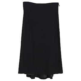 Alexander McQueen Pleated Midi Skirt in Black Polyester - Alexander Mcqueen