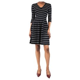 Alaïa Schwarz-weißer Minirock mit V-Ausschnitt - Größe UK 4
