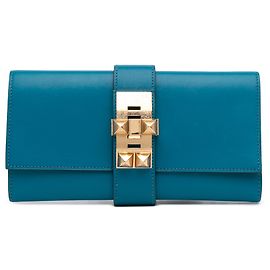 Clutch Medor 23 in Tadelakt Blu Hermès