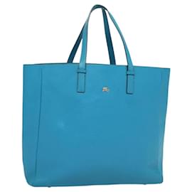 Borsa tote in pelle blu argento Auth bs24752 di BURBERRY