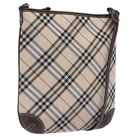 Burberry Nova Check Blue Label Schultertasche aus Canvas Beige Auth 119982