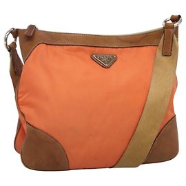 PRADA Borsa a Spalla in Nylon Arancione Argento Autentica bs24487