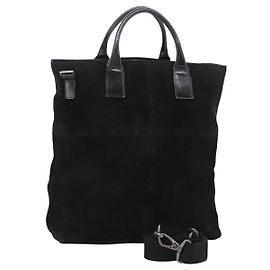 Borsa a mano GUCCI in suede 2 vie nera argento Auth ti2978