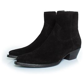 Botas de tornozeleira de camurça de lã pretas Saint Laurent, Lukas