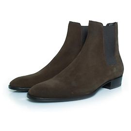 Botas ankle Chelsea de camurça kaki Saint Laurent