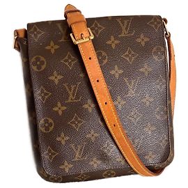 Borsa a mano Louis Vuitton Salsa Marrone Pelle e Tela