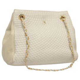 BALLY Borsa a Spalla in Pelle Trapuntata con Catena Grigia Oro Auth BA1341