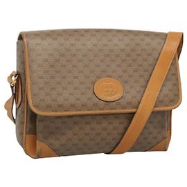 GUCCI Micro GG Supreme Schultertasche PVC Beige Gold 001 116 0924 Auth th5924