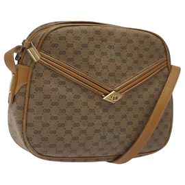 GUCCI Micro GG Supreme Schultertasche PVC Beige Auth BA1399