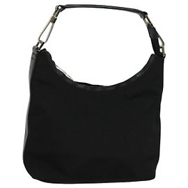 Borsa a mano GUCCI in nylon nero argento 000 0601 Auth ep8657