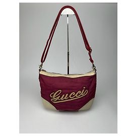 Bolso de mano vintage con logo de Gucci en púrpura y blanco