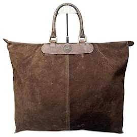 Borsa a mano in suede Fendi vintage marrone