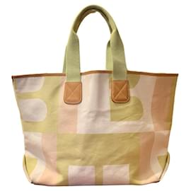 Sac cabas Bally en toile monogrammée vert jaune