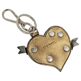 Chaveiro PRADA em couro Safiano tom dourado Auth ac3756 - Prada