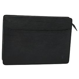 LOUIS VUITTON Epi Pochette Uomo Borsa Clutch Nera M52522 LV Auth ep8688