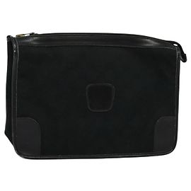 GUCCI GG Clutch Tasche Canvas Schwarz Gold Auth 119645