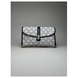 Borsa in pelle vintage Givenchy 4G blu navy e bianca