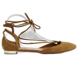 Aquazzura Ballerinas Christy EU38.5 Dunkelbeige Wildlederschuhe Ballet Flat UK5.5 US8
