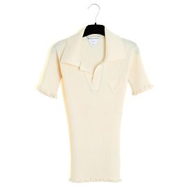 Bottega Veneta 2021 Top XL FR42 Ecru Lana Maglione Polo Top UK14 US12