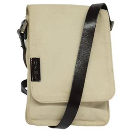 Borsa a spalla FENDI in tela bianca e argento autentica bs24336