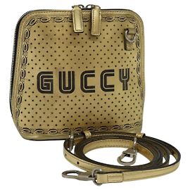 Borsa a spalla in pelle GUCCI SEGA Collaborazione Oro 511189 Auth bs24808